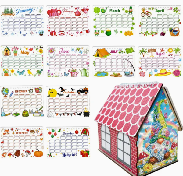 Diamond Painting Kalender Haus 2026 Wichtel